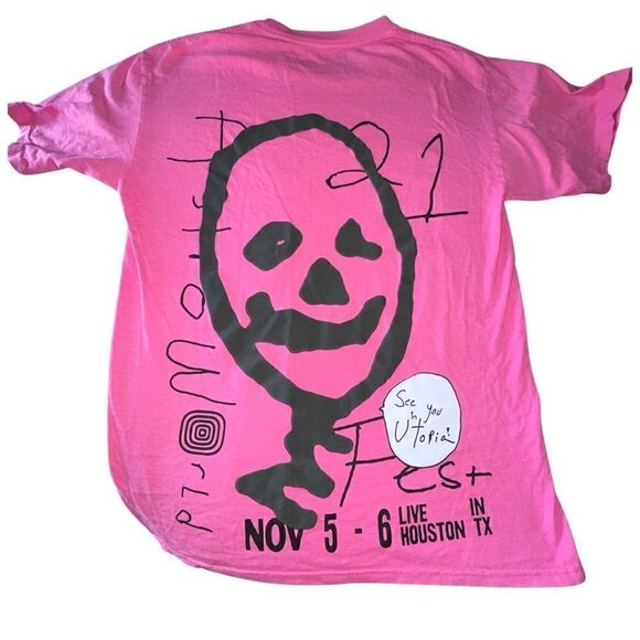 TRAVIS SCOTT Astroworld Festival 2021 Concert Merch Men T-Shirt Pink Size Med - Picture 2 of 8